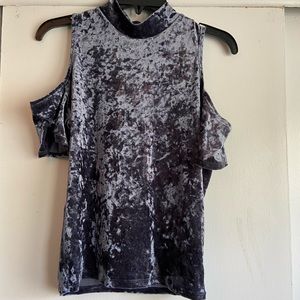 Cold shoulder crushed velvet shirt